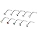 ORAZIO 10Pcs 20G Stainless Steel Nose Studs Rings Body Ear Piercing Jewelry Cubic Zirconia Inlaid