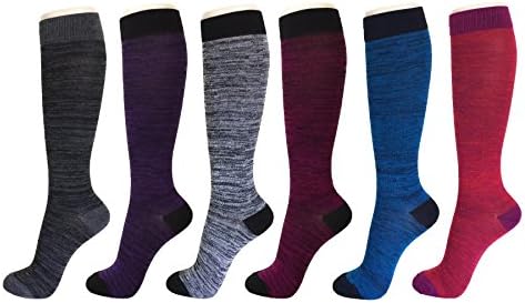 Women's 6 Pairs Fancy Print Design Multi Color Patterned Knee High Socks (One Size, SCK02 Messy 2)