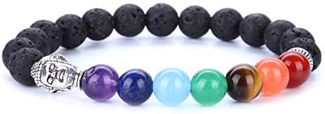 Pooja Gems 8 mm 7 Chakra Multi Colour Natural Agate Stone Bracelet
