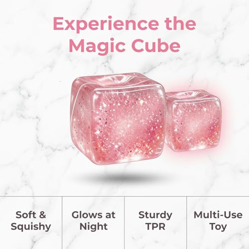 Glow in The Dark Sensory Cube Fidget Toy, Soft TPR Luminous Squeeze Block, Portable Stress Relief Hand Toy, Compact Decompression Cube, Safe Cute Desktop Play Toys for Kids and Adults