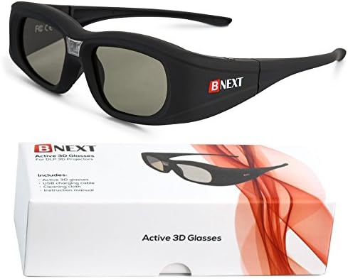3D Glasses for DLP Projectors with Improved Eye Protection System - Compatible with Optoma BenQ Viewsonic Panasonic Mitsubishi Vivitek Dell Acer & more - Rechargeable Active Shutter Glasses DLP-Link