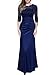 Miusol Women's Retro Floral Lace Vintage 2/3 Sleeve Slim Ruched Wedding Maxi Dress