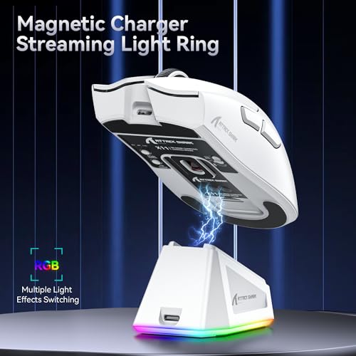 ATTACK SHARK X11 Gaming Mouse with Magnetic Charging Dock, PixArt PAW3311 Gaming Sensor, BT/2.4G Wireless/Wired Gaming Mouse, 22000 DPI, Office Mice Gamer Mice for Win11/Xbox/PS/Mac (White)