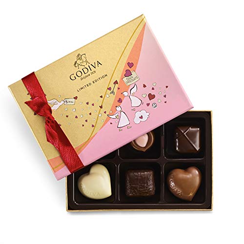 GODIVA Chocolatier Valentine's Day Assorted Chocolate Gift Box, 6 pc
