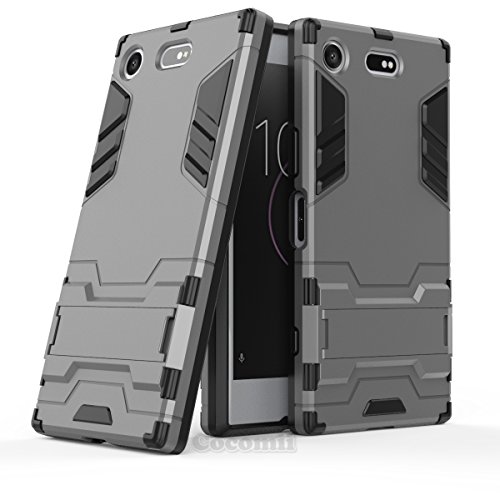 Cocomii Iron Man Armor Sony Xperia XZ1 Compact Case New [Heavy Duty] Premium Tactical Grip Kickstand Shockproof Bumper [Military Defender] Full Body Rugged Cover for Sony Xperia XZ1 Compact (I.Gray)