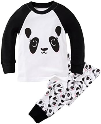 Little Girls Panda Long Sleeved Pajamas Set Cotton DRG7463