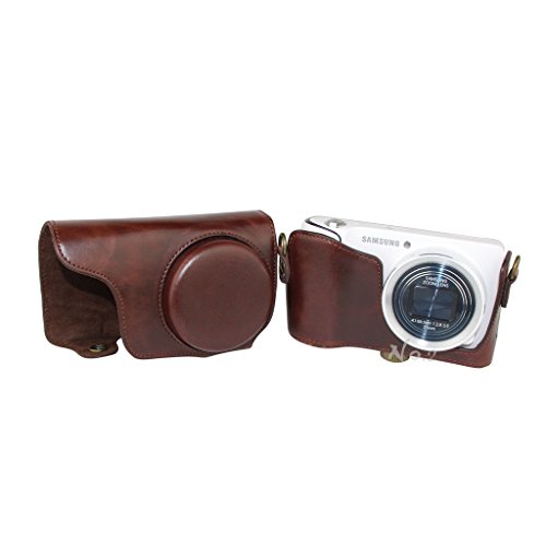 No.2 Warehouse PU Leather Camera case Bag for Samsung Galaxy GC100 EK-GC100 GC110 GC200(Dark Brown)+ a Piece of Clean Cloth