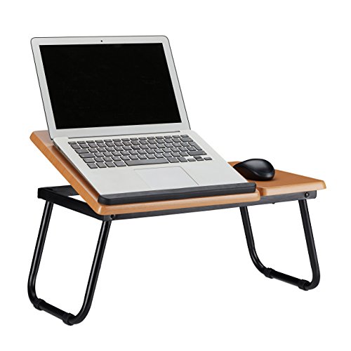Relaxdays Tilting Laptop Table, MDF Notebook Lapdesk for Your Bed, Tray HxWxD: 23.5 x 56.3 x 31.6 cm, Natural