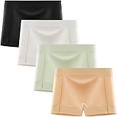 Ayshie Women Soft Seamless Boyshort Underwear Ladies 4 Pack No Show Invisible Under Dress Nylon Boy Shorts Panties (Medium, 4Colors)
