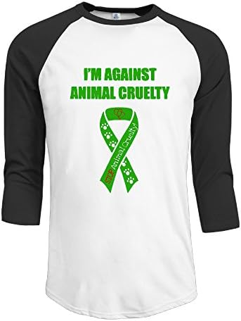 I Am Against Animal Cruelty Men's Fashion TEE 3/4 Sleeve Baseball Tee Shirts