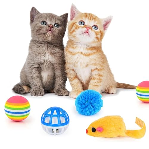 SORALEK Kit de 24 Juguetes para Gato, Incluye Tunel para Gato de 120cm, Palo Guía, Pelotas, Ratones y Mas, Juguetes para Gatos Interactivos