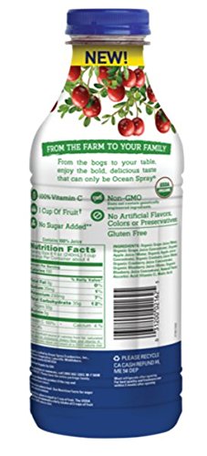 Ocean Spray 100% Juice, Organic Cranberry Blueberry, 1 Liter Bottle - Image 3