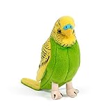 Living Nature Soft Toy - Plush Budgie Bird, Budgerigar Blue or Green (14cm)