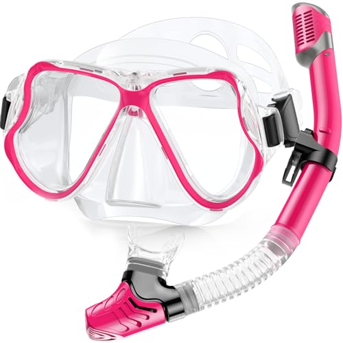 Karvipark Dry Snorkel Set, Anti-Fog Scuba Snorkelling Packages, Panoramic Wide View Snorkelling Goggle, Professional Snorkelling Gear for Adults
