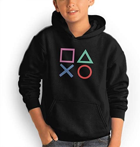 SUZETTE MUNOz Unisex 3D Printed Playstation Joypad Cotton Teen Hooded Sweatshirt Athletic Leisure with Pockets Black
