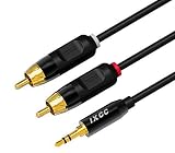 Extra Long RCA Cable, iXCC 15ft Dual Shielded Gold-Plated 3.5mm Male to 2RCA Male Stereo Audio Y Cable