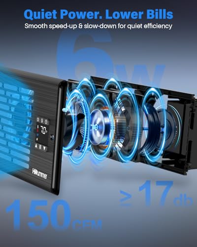 Hisummer Register Booster Fan for 4" x 10" Floor Register, Quiet 10-Speed Vent Fan Booster with Temp Sensor, 150 CFM Airflow, Improves Heating & Cooling, Remote Control, Only Fits 4x10 Duct Openings