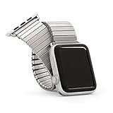 Twist-O-Flex Metal Expansion 42mm / 44mm Stainless Steel Stretch Watchband Replacement for Apple Watch Series 1, 2, 3, and 4 in Brushed, Silver and Black by Speidel