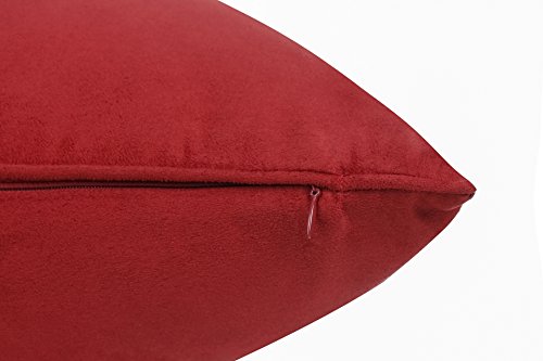 DreamHome 12 X 18 Inches Faux Suede Decorative Lumbar Pillow Cover/Sham (Red)