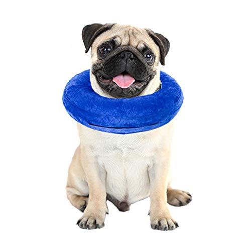 Dalkeyie Inflatable Pet Collar for Dog Cat Wound Healing E-Collar Protection Medical Cone Collar Soft Pet Recovery Collar(Blue&M)