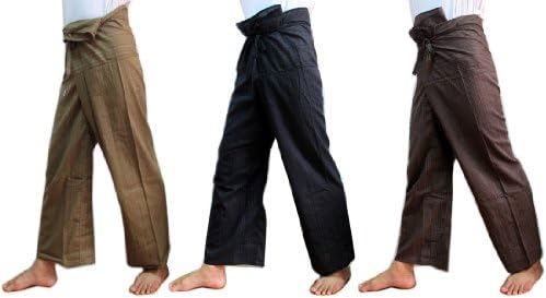 "THAISMILE" (Pack of 3) Striped Thai Fisherman Wrap Pants Trousers