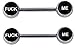 Stainless Steel Nipple rings Say F*ck Me - Naughty - body Jewelry piercing bar barbell shield ring 14g gauge- Sold as a Pair