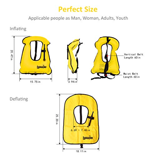 Inflatable Snorkeling Vest Adult Snorkel Vests Free Diving Safety