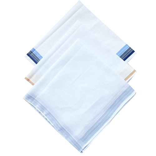 6/9 Pack of Mens Striped Border Cotton Handkerchiefs