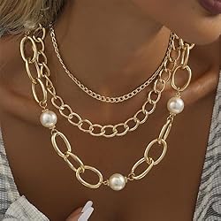 Pearl Necklace Gold Chain Necklace Layered Gold