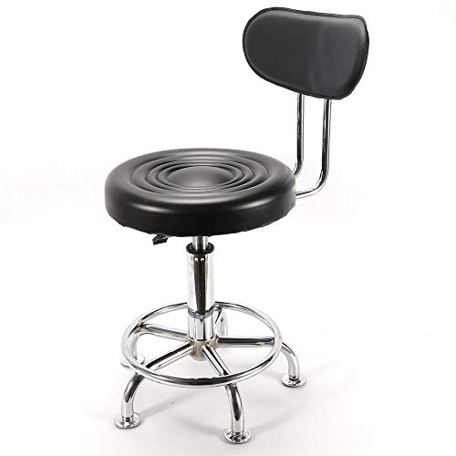 RANZHIX Black Rolling Stool 360-Degree Rolling Swivel Adjustable Work Stool Chair Round Swivel Garage Mechanics Shop Drafting Stools with Wheels for Home Office Spa Shop Desk