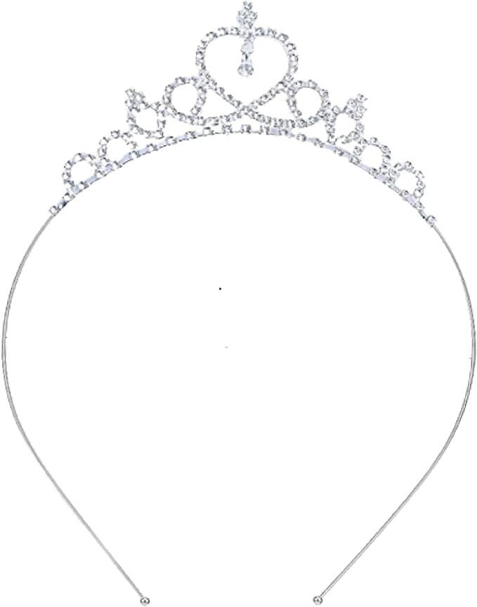 A N K Tiara, Head Crown for Girls Wedding Prom Party Crystal Silver Rhinestones Heart Shaped Crown Headband, Princess Tiara, Tiaras for Women, Hairband for Girls