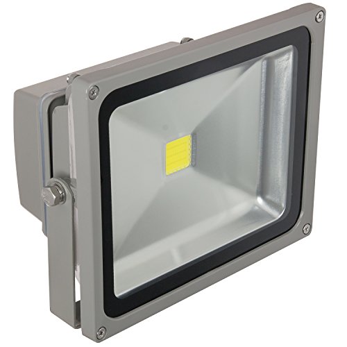 Sunlite LEDF/30W/W LED Security Floodlight HPS HID Replacement Wall Mounted Fixture Outdoor, White 5000K Gray Finish