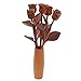 JustPaperRoses 5th Wedding Anniversary Hand Carved 5 Stems Wood Roses 18 inches Tall with Vase.