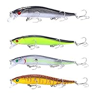 RUNCL Anchor Box - Slow Sinking Minnows SSM137, Wobbler Fishing Lures, Stick Baits, Hard Fishing Lures (Pack of 4)