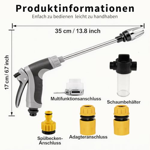 POP lina Pressures Washer Nozzles Power Jet High Pressure Garden Hose Gun Water Hose Nozzle Portable Garden Watering Gun for Car Garden Patio Washing