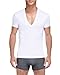 KalvonFu Men's Cotton Deep V Neck Short Sleeve Classic Solid T Shirt (L, White)