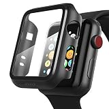 pzoz Compatible Apple Watch Series 2 / Series 3 Case with Screen Protector 42mm Accessories Slim Guard Thin Bumper Full Coverage Matte Hard Cover Defense Edge for Women Men New Gen GPS iWatch (Black)