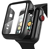 pzoz Compatible Apple Watch Series 2 / Series 3 Case with Screen Protector 42mm Accessories Slim Guard Thin Bumper Full Coverage Matte Hard Cover Defense Edge for Women Men New Gen GPS iWatch (Black)