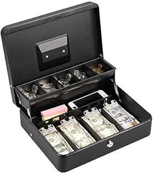 Caja de Dinero de Metal Caja de Seguridad con Cerradura, Moneda y Billetes Caja de Dinero