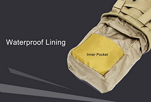 Zeato Tactical MOLLE Drawstring Magazine Dump Pouch, Military Adjustable Belt Utility Fanny Hip Holster Bag Outdoor Ammo Pouch(Khaki)