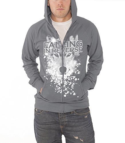 Falling In Reverse Wolf Face Official Mens New Grey Zipped Hoodie