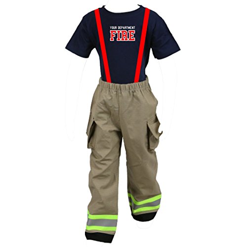 Personalized Firefighter Toddler Tan 2-Piece Outfit (3T)