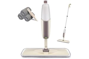 HOMTOYOU Spray Mop for Cleaning Floors: Wet Mop with 1 Refillable Bottle and 3 Washable Microfiber Pads for Home Kitchen Hardwood Laminate Wood Vinyl Ceramic Tiles