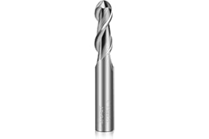 HOYUSK 3/8" Carbide Ball Nose End Mills - 2 Flutes End Mill Bits, Tungsten Milling Bit CNC Cutting Tools for Stainless Steel, Forge Steel, Hardened Steel, Copper, Alloys & More