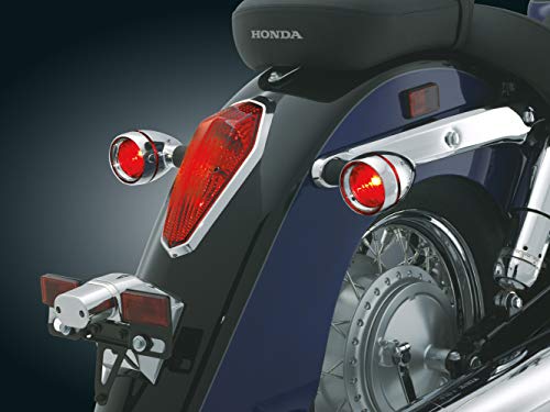 Kuryakyn 2269 Motorcycle Lighting Accessory: Rear Turn Signal/Blinker Lights Deep Dish Bezels for Honda, Kawasaki Motorcycles, Red Lens, Chrome, 1 Pair