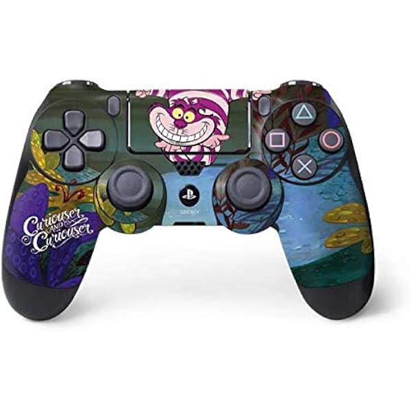 Amazon Com Skinit Decal Gaming Skin For Ps4 Controller Officially Licensed Disney Cheshire Cat Curiouser Design Video Games