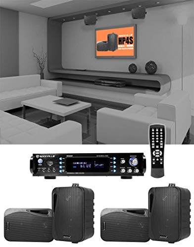 Rockville 1000 w Home Theater System w/Bluetooth Receiver+(4) 4″ Swivel Speakers