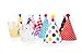 Fun and Colorful Gold Foiled Happy Birthday Banner Flags and Kids Party Hats and Crowns Set – Small-sized Party Decoration Supplies