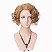 Yuehong Blonde Short Curly Wigs Synthetic Cosplay Wig
