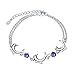 Sterling Silver Plated Cubic Zirconia Purple Amethyst White 3 Connected Dolphin charms Bracelet,Lobster clasp